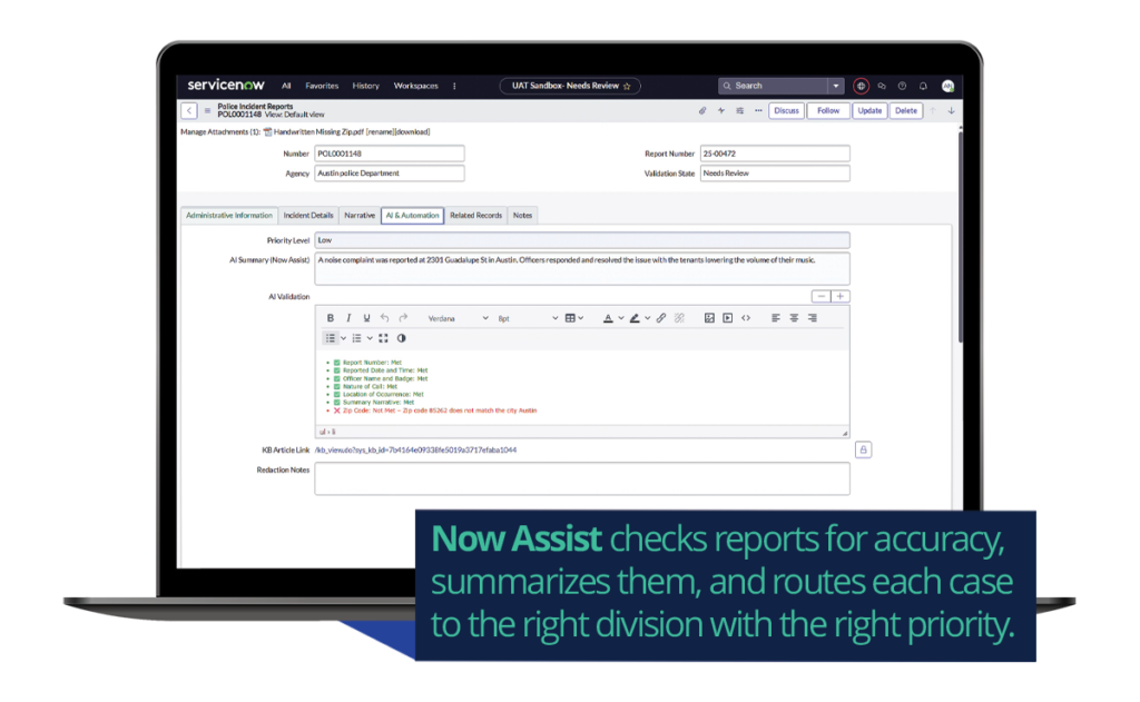 Now Assist Report Validation
